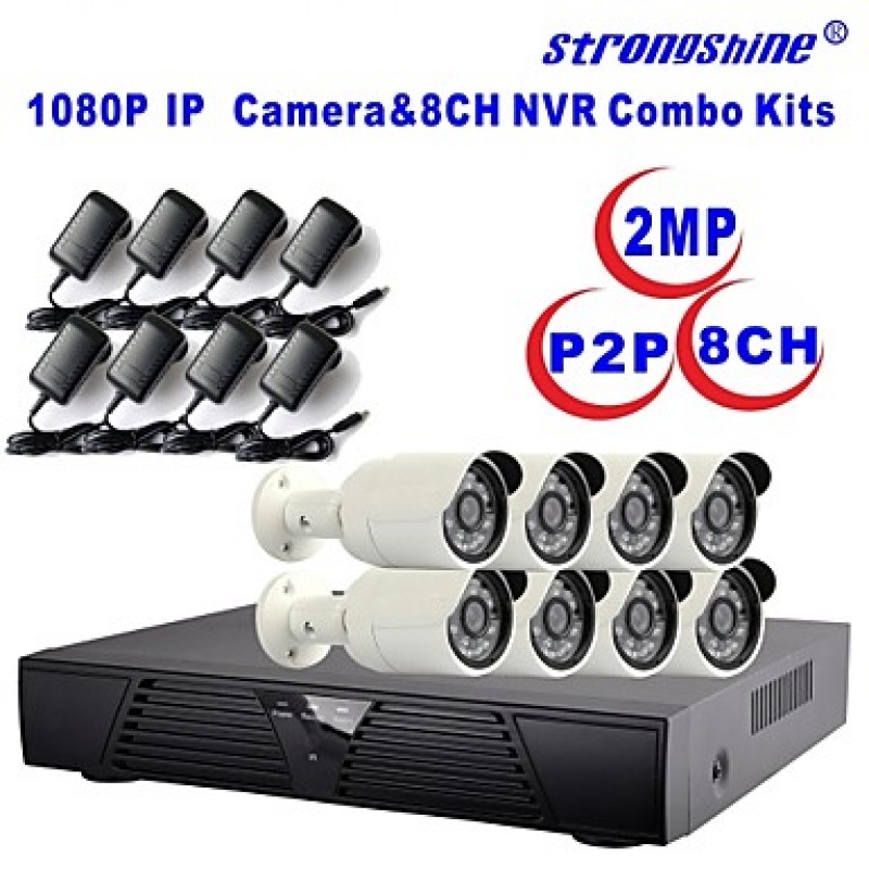 Camera with 1080P/Infrared/Waterproof and 8CH  H.264 NVR  Combo Kits  