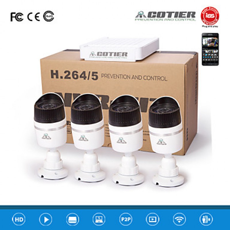 4CH NVR Kits P2P Cloud NVR 720P/960P/1080P/IR CUT/Waterproof/HD/Bullet IP Camera N4B-Mini/L  
