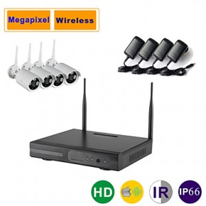 4ch Megapixel Wireless IP Camera Kit 1080P/960P/72...