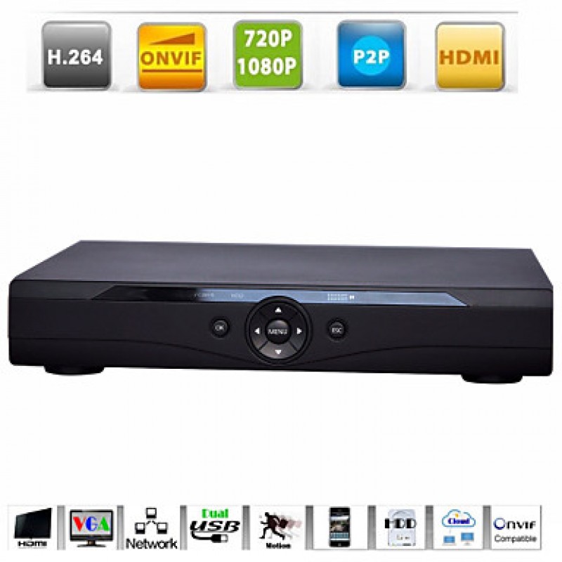 8CH 720P /4CH 1080P ONVIF H.264 Survillance HDMI Network Video Recorder NVR  