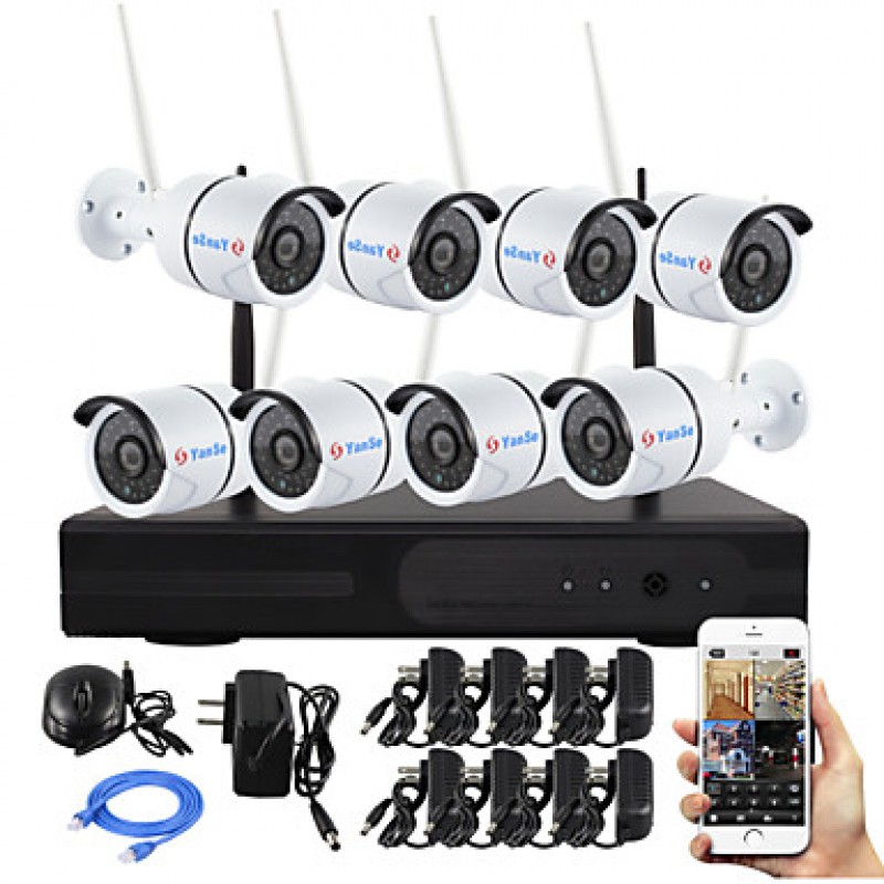8CH Plug and Play Wireless NVR Kit P2P 960P HD Outdoor/Indoor IR Night Vision Security IP Camera WIFI CCTV System  