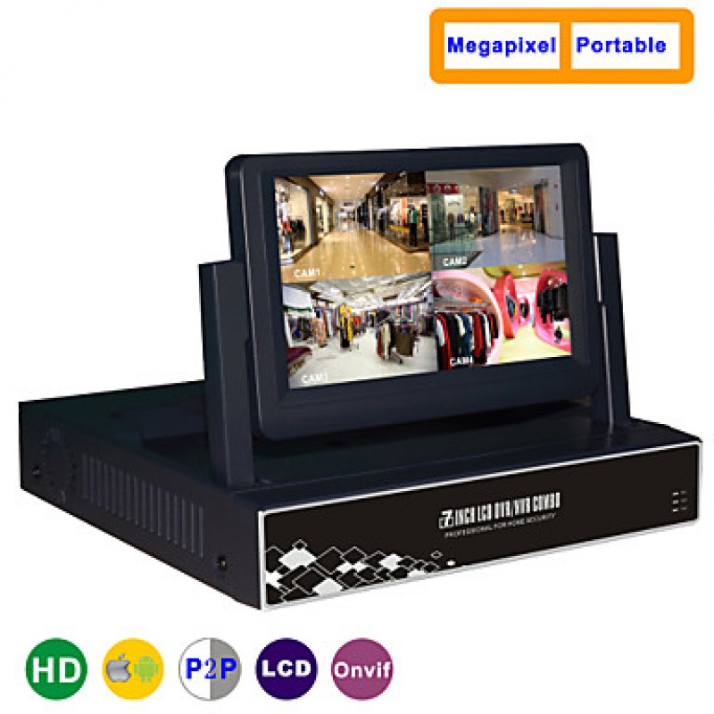 7Inch 4CH 960P/720P with HDMI and P2P LCD NVR  