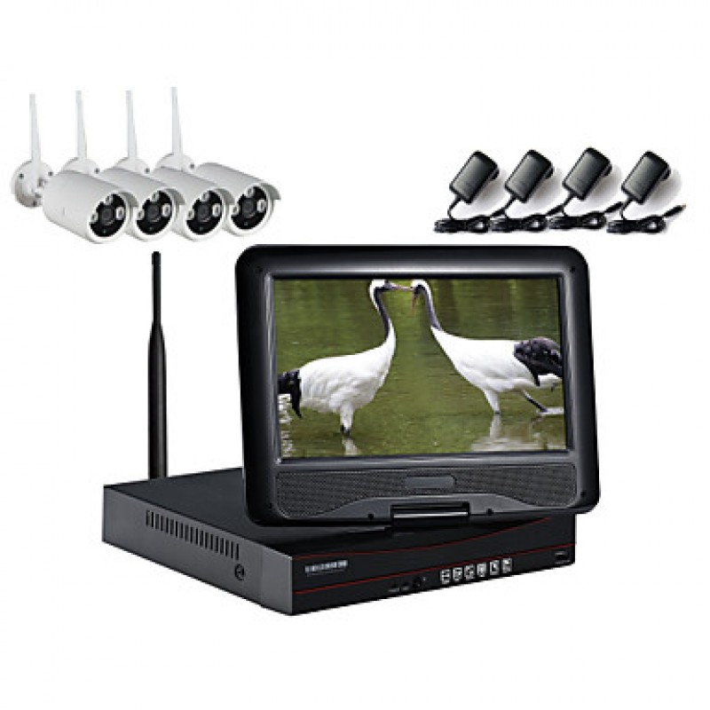 Wireless IP Camera with 960P/Infrared/Waterproof and NVR with 10.1Inch LCD Combo Kits  
