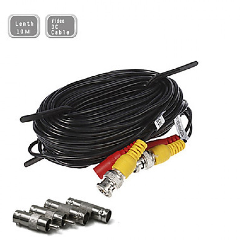 33FT(10M) CCTV Security Surveillance Camera Video Power Extension Cable Pre-made All-in-One BNC RCA Cable  
