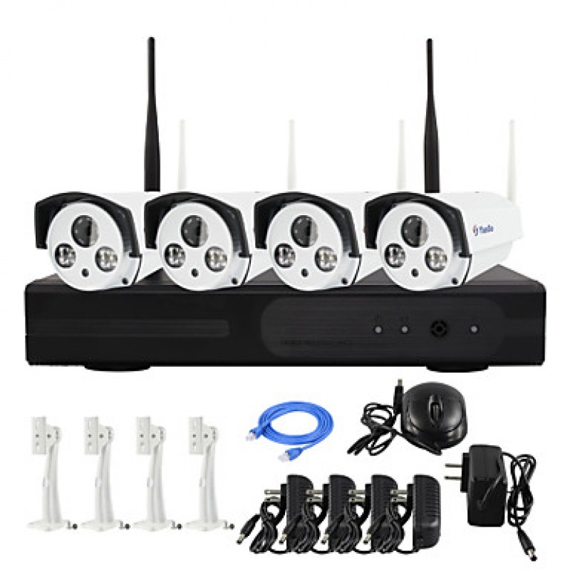 Wifi IP Camera System Kit 4CH NVR Wireless Camera Standalone System Wired IP Camera 720P Security Camera Kit  