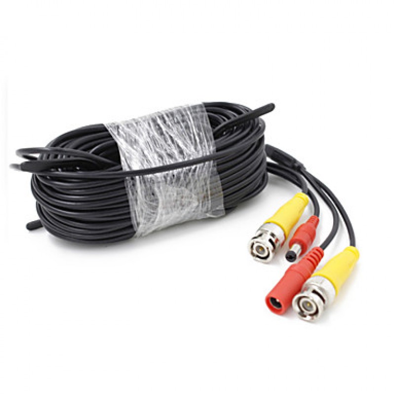 60FT(18.3M) CCTV Security Surveillance Camera Video Power Extension Cable Pre-made All-in-One BNC RCA Cable  