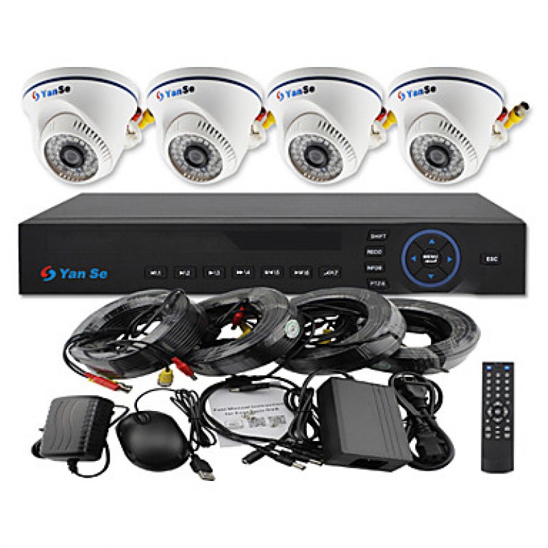 4CH 960H CCTV DVR Kit IR Color Dome Camera Security Cameras System 1000TVL 701CF04  