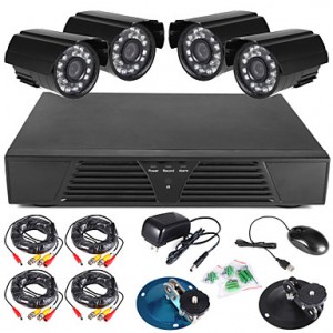 8CH Full 960H DVR and 4pcs Outdoor 600TVLine Day/N...