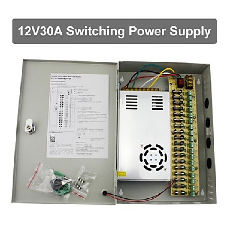 12V 30A DC 18 Power Supply Box Auto-RESET / 12V30A Power Supply / Switch Power Supply, 110/220V AC Input  