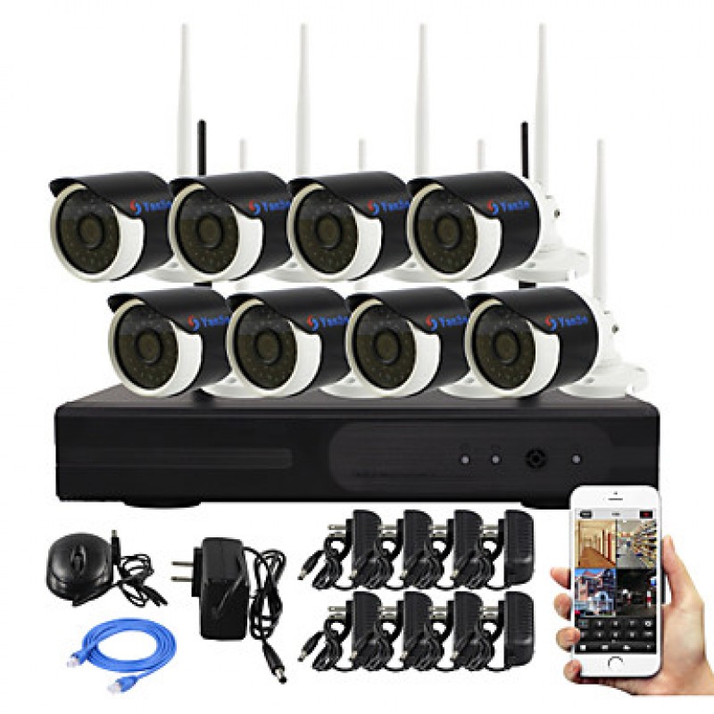 8CH DIY Waterproof Wireless NVR Kit 720P HD IR Night Vision Security IP Camera WIFI CCTV System P2P  