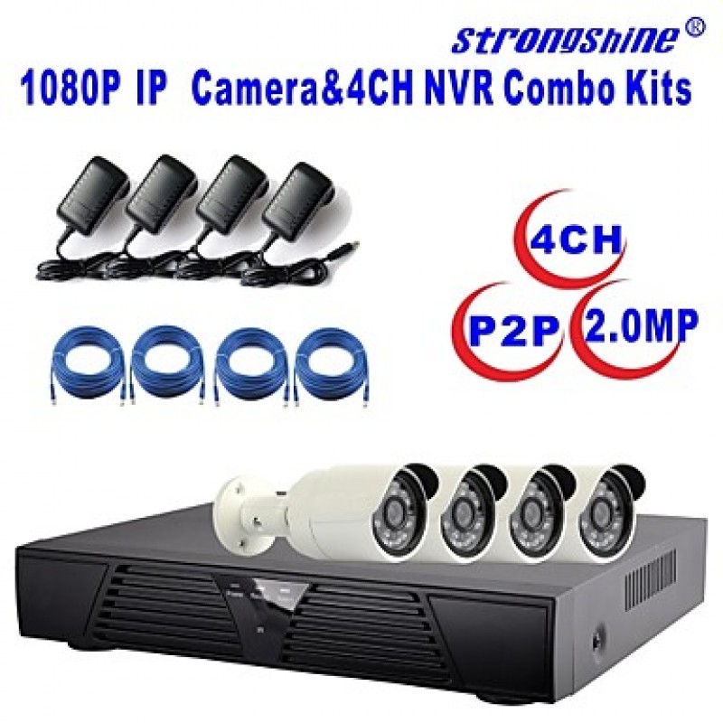 Camera with 1080P/Infrared/Waterproof and 4CH  H.264 NVR Combo Kits  