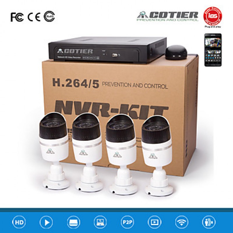 4CH NVR Kits 720P ONVIF P2P IP Camera N4B/Kit-POE  