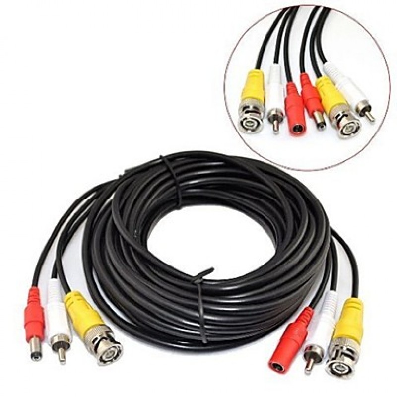 45M CCTV Security Surveillance Camera Video and Audio Powe Extension Cable Pre-made All-in-One BNC RCA Cable  