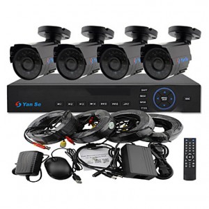 4CH 960H 1000TVL CCTV DVR Kit IR Camera Color Wate...